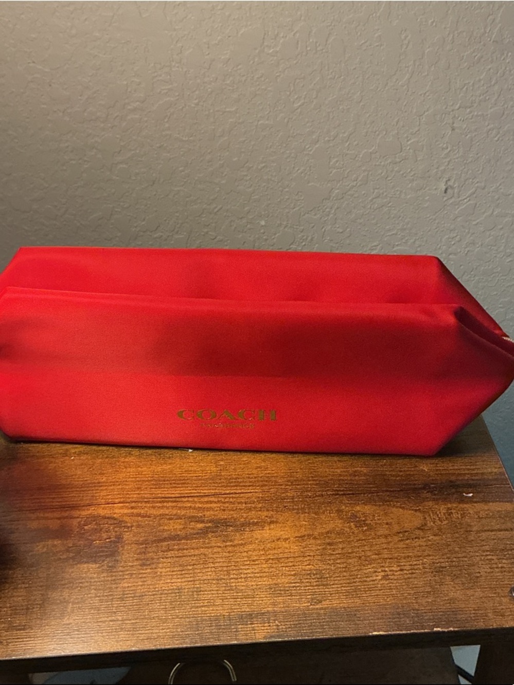 COACH Red exclusive cosmetics bag with Gold Logo